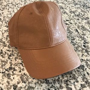 NWT Faux leather cognac baseball hat